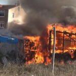 Arnavutköy'de baraka alev alev yandı