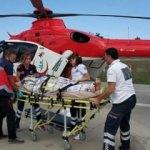 Yaşlı adamın yardımına ambulans helikopter yetişti