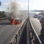 Haliç Köprüsü'nde korku dolu anlar: Alev alev yandı