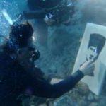 Su altında Atatürk Portresi yaptılar