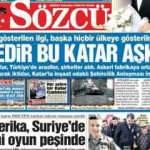 Sözcü gazetesinin Katar manşetine Türk kullanıcılardan 'Esad'lı tepki