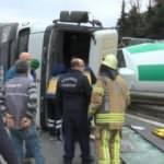 Maltepe'de beton mikseri devrildi
