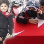 Minik Poyraz, şehit babasını asker selamıyla uğurladı