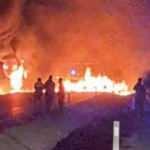 Kaza sonrası TIR alev alev yandı