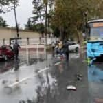 Dolmabahçe'de otomobil otobüsle çarpıştı