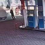 Benzin istasyonunda korku dolu anlar!