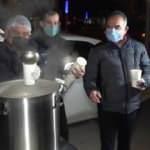 Belediyeden görev başındaki polislere çorba ikramı