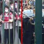 Provokatif grup kapıyı ikinci kez kırınca polis kapıya kelep&ccedil;e taktı