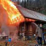 Bungalov ev alev alev yandı