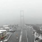 Sis ve karda kaybolan 15 Temmuz Şehitler Köprüsü havadan görüntülendi  