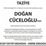 Erdoğan çiftinden Doğan Cüceloğlu için taziye ilanı