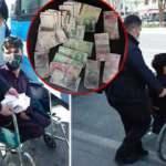 Tekerlekli sandalyede dilenirken yakalandı, üzerinden 380 lira çıktı