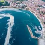 Çanakkale Boğazı'nı kaplayan 'deniz salyası' havadan görüntülendi