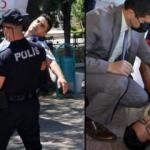 Törende bayılan zabıtayı polis kucağında taşıdı