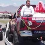 Gelin almaya &ccedil;ekiciye y&uuml;klediği off-road aracıyla gitti