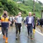 Bakan Karaismailoğlu, sel felaketinin etkilenen G&uuml;neysu'da incelemelerde bulundu