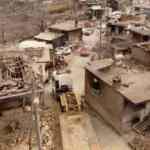 Yangında yok olan mahalle havadan görüntülendi