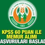Tarım Kredi Kooperatifleri KPSS 60 puan ile 82 memur alımı! Başvuru içi son 3 gün...