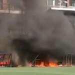 Andorra-İngiltere maçı öncesi yangın! VAR monitörü patladı