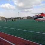 Konya'da maç sırasında helikopter ambulans sahaya indi