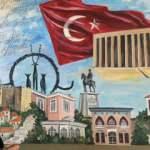 Eskişehir'de Rus grafik tasarımcısı Türk milli değerlerini okul duvarlarına resmediyor