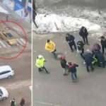 Hacizli taksisini bağlamak isteyen trafik polisini 15 metre sürükledi