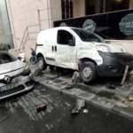 Şişli'de ilginç kaza! Kamyonet park halindeki 6 araca çarptı!