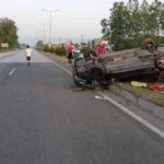 Samsun&rsquo;da kaza! Kontrolden &ccedil;ıkan otomobil takla attı: 4 yaralı