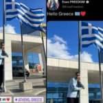 FETÖ'cü Enes Kanter, Yunan bayrak direğine sarıldı