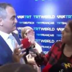 FOX TV muhabirinden skandal tavır: Bakanı engelledi, diğer muhabirlerin de tepkisini çekti