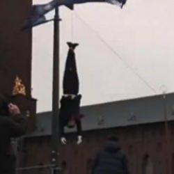 NATO'ya girmek isteyen İsveç'te alçaklık! Başkan Erdoğan'ın maketini astılar