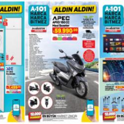 A101 aktüel 25 Ağustos 2023 kataloğu! 150 CC maxi scooter, ankastre set, buzdolabı, 3'lü koltuk