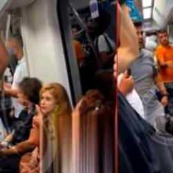 Baş&ouml;rt&uuml;l&uuml; kadına skandal saldırı! Gen&ccedil; yolcunun tepkisi sosyal medyayı salladı