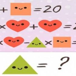 Bu testi sadece çok zekiler çözebiliyor! Denklemi tamamlayarak yeşil üçgenin değerini 20 saniyede bulun