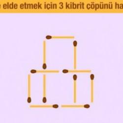 Kibrit çöpü bulmacası #3: Sadece 3 kibrit çöpünü hareket ettirerek istenen cevabı bulun