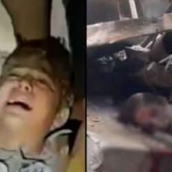 İsrail'in bombaladığı bölgelerde enkaz altında kalan çocukların acı görüntüsü...