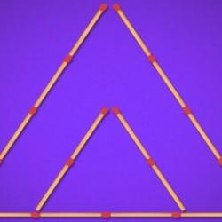 Kibrit çöpü bulmacası #4: Sadece 2 kibrit çöpünü hareket ettirerek 3 tane üçgen elde edebilir misin?