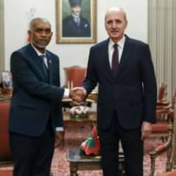 TBMM Başkanı Kurtulmuş, Maldivler Cumhurbaşkanı Muizzu ile g&ouml;r&uuml;şt&uuml;