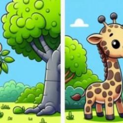 Yalnızca dikkatli ve odaklanmış olan kişiler zürafa resimleri arasındaki üç farkı bulabilir