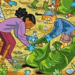 Sahil kenarında çöp toplayan çocukların olduğu bu görselde sadece en keskin gözlü kişiler ustaca gizlenmiş olan çatalın nerede olduğunu bulabiliyor