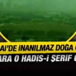 Dubai'de şaşırtan doğa olayı! G&ouml;ky&uuml;z&uuml; yeşile b&uuml;r&uuml;nd&uuml;