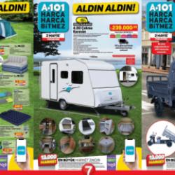 A101 Aktüel 3 Mayıs 2024 Kataloğu Yayınlandı! Çekme karavan, 4 kişilik çadır, uyku tulumu, kamp sandalyesi