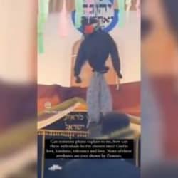 Katil siyonistler sinagogda Filistinli çocuğun kuklasını sallandırdı! Skandal görüntüler