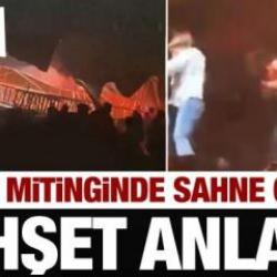 Meksika'da Devlet Başkanın mitinginde dev ekran devrildi