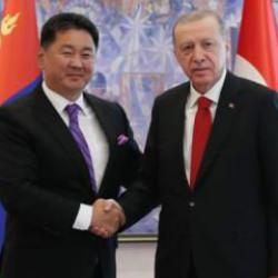 Erdoğan, Moğolistan Cumhurbaşkanı Khurelsukh ile bir araya geldi