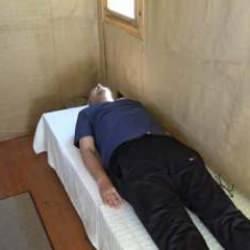 Dinç kalmak için binlerce arının üzerine yatıyorlar