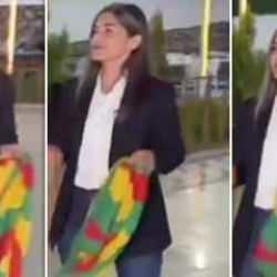 Van Belediyesi Eş Başkanı DEM'li Neslihan Şedal'dan PKK pa&ccedil;avrasıyla halay