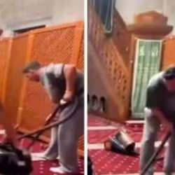 Efsane futbolcu Mesut &Ouml;zil cami temizlerken g&ouml;r&uuml;nt&uuml;lendi