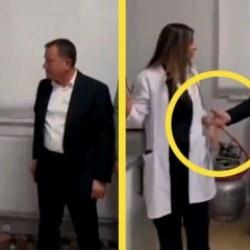 CHP'li Başkan Ali Doğan'ın kadın &ccedil;alışanın elini cebinden &ccedil;ıkarması g&uuml;ndem oldu