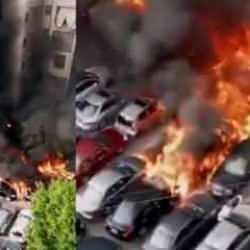 Beyrut'ta büyük yangın: 25 araç yandı